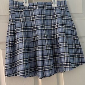 Hollister Blue and Black Checkered Mini Skirt